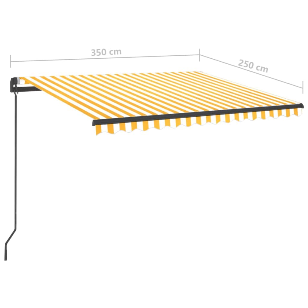 Markise Manuell Einziehbar mit LED 3,5x2,5 m Gelb und Weiß