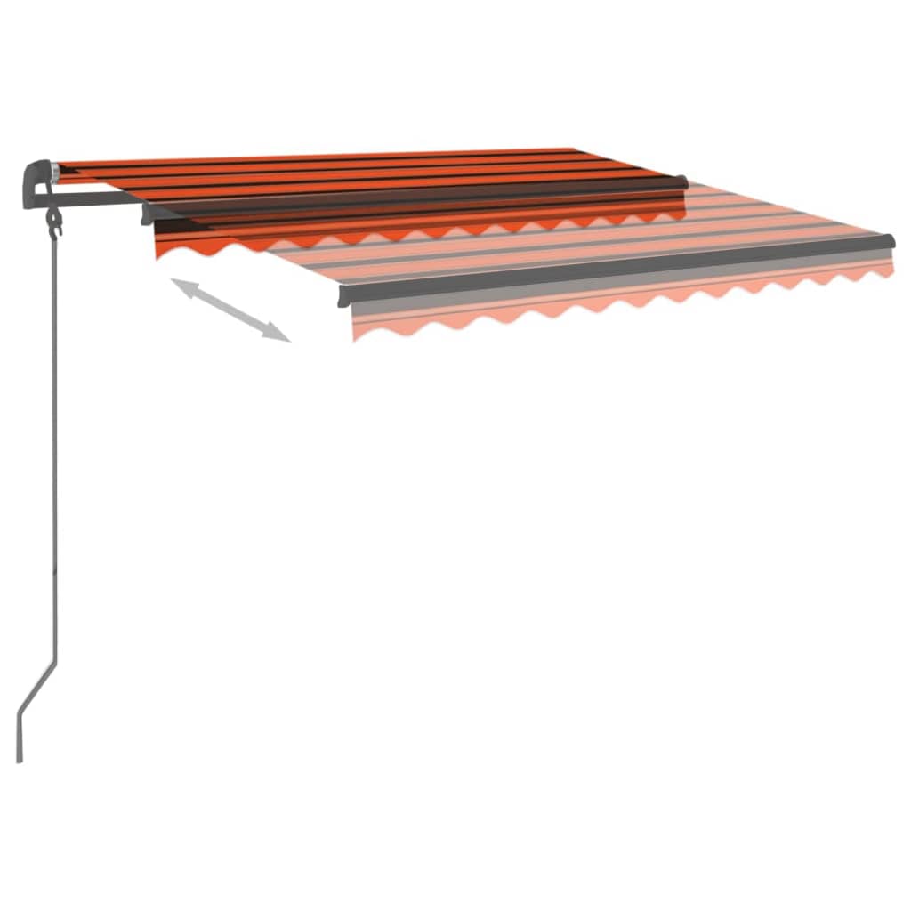 Markise Manuell Einziehbar mit LED 3,5x2,5 m Orange und Braun