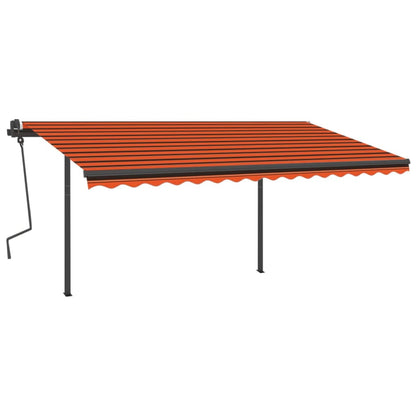 Markise Manuell Einziehbar mit Pfosten 4x3 m Orange und Braun