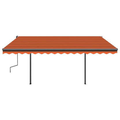 Markise Manuell Einziehbar mit Pfosten 4x3 m Orange und Braun