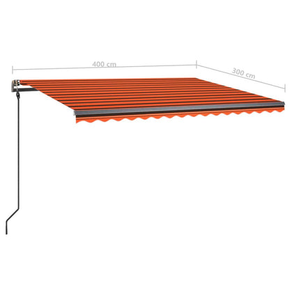 Markise Manuell Einziehbar mit Pfosten 4x3 m Orange und Braun