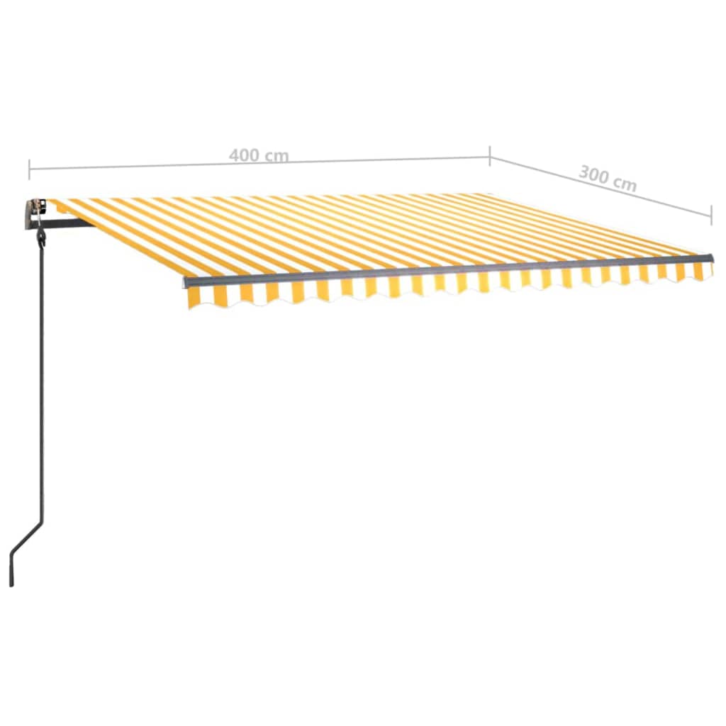 Markise Manuell Einziehbar mit LED 4x3 m Gelb und Weiß