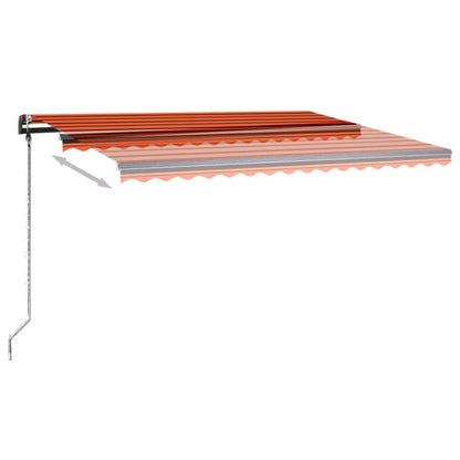 Markise Manuell Einziehbar mit LED 4x3 m Orange und Braun