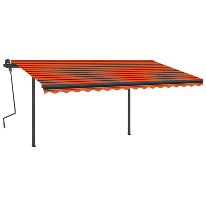 Markise Manuell Einziehbar mit Pfosten 4,5x3 m Orange und Braun