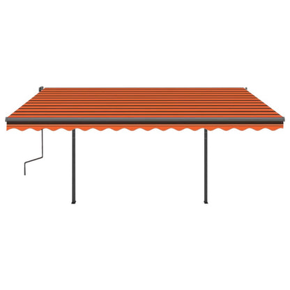 Markise Manuell Einziehbar mit Pfosten 4,5x3 m Orange und Braun