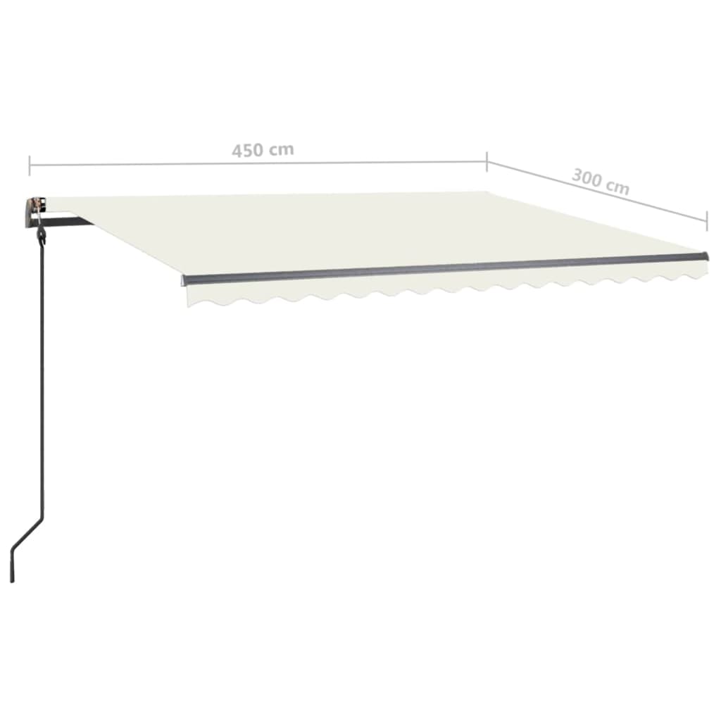 Markise Manuell Einziehbar mit LED 4,5x3 m Creme