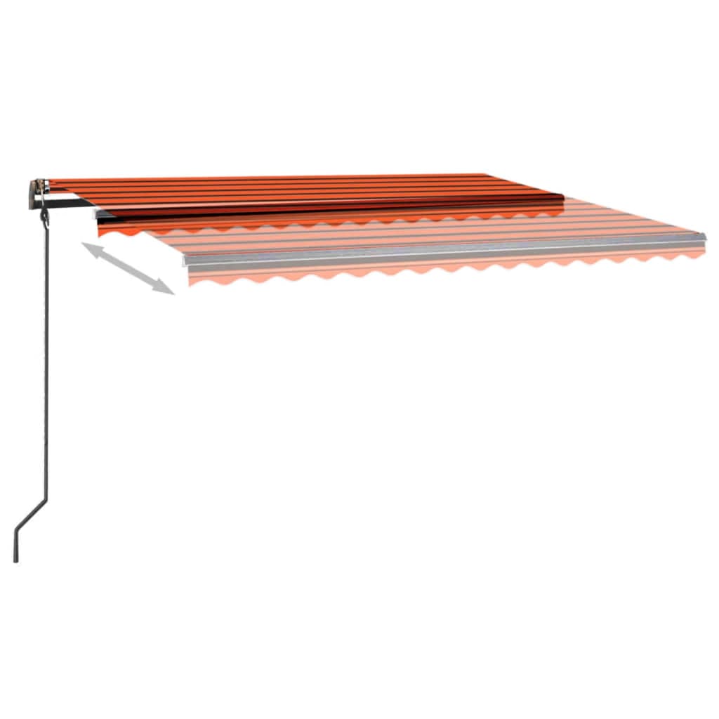 Markise Manuell Einziehbar mit LED 4,5x3 m Orange und Braun