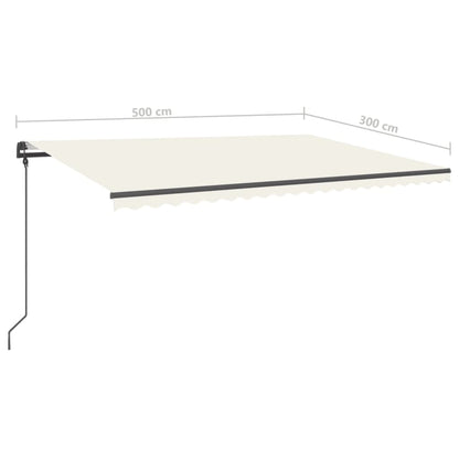 Markise Manuell Einziehbar mit LED 5x3 m Creme