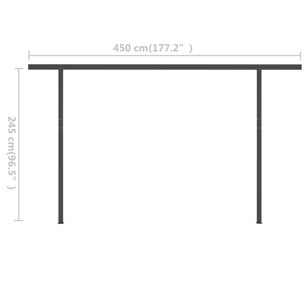 Markise Manuell Einziehbar mit LED 5x3 m Anthrazit