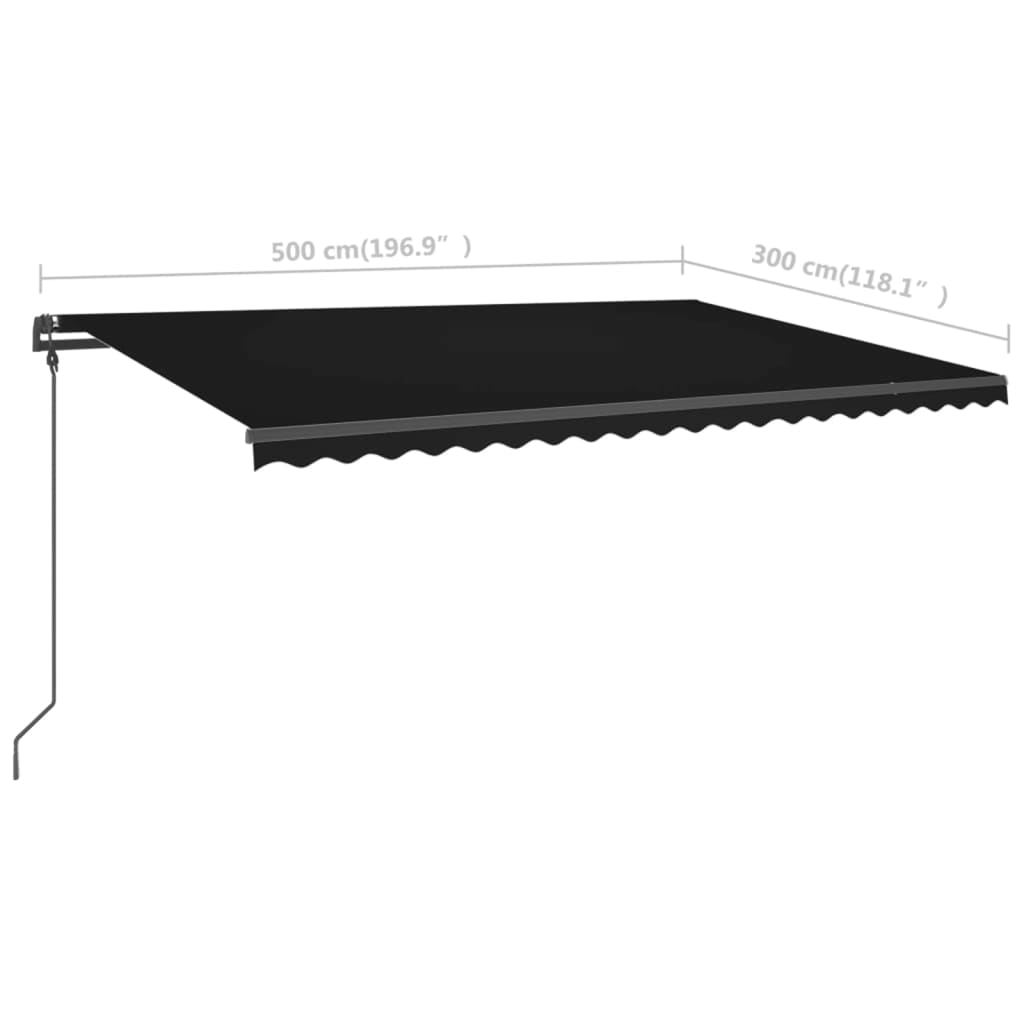 Markise Manuell Einziehbar mit LED 5x3 m Anthrazit