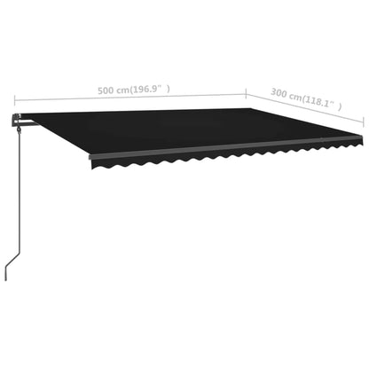 Markise Manuell Einziehbar mit LED 5x3 m Anthrazit