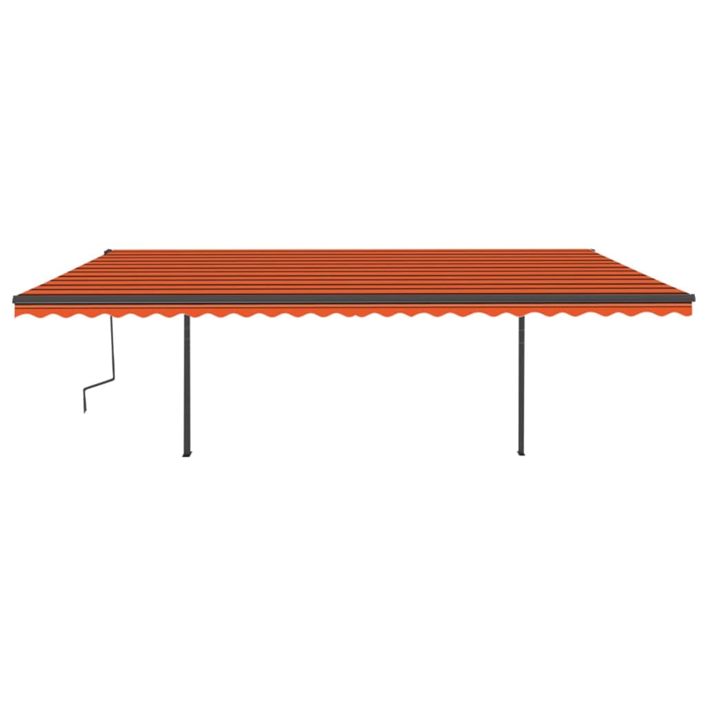 Markise Manuell Einziehbar mit Pfosten 6x3 m Orange Braun