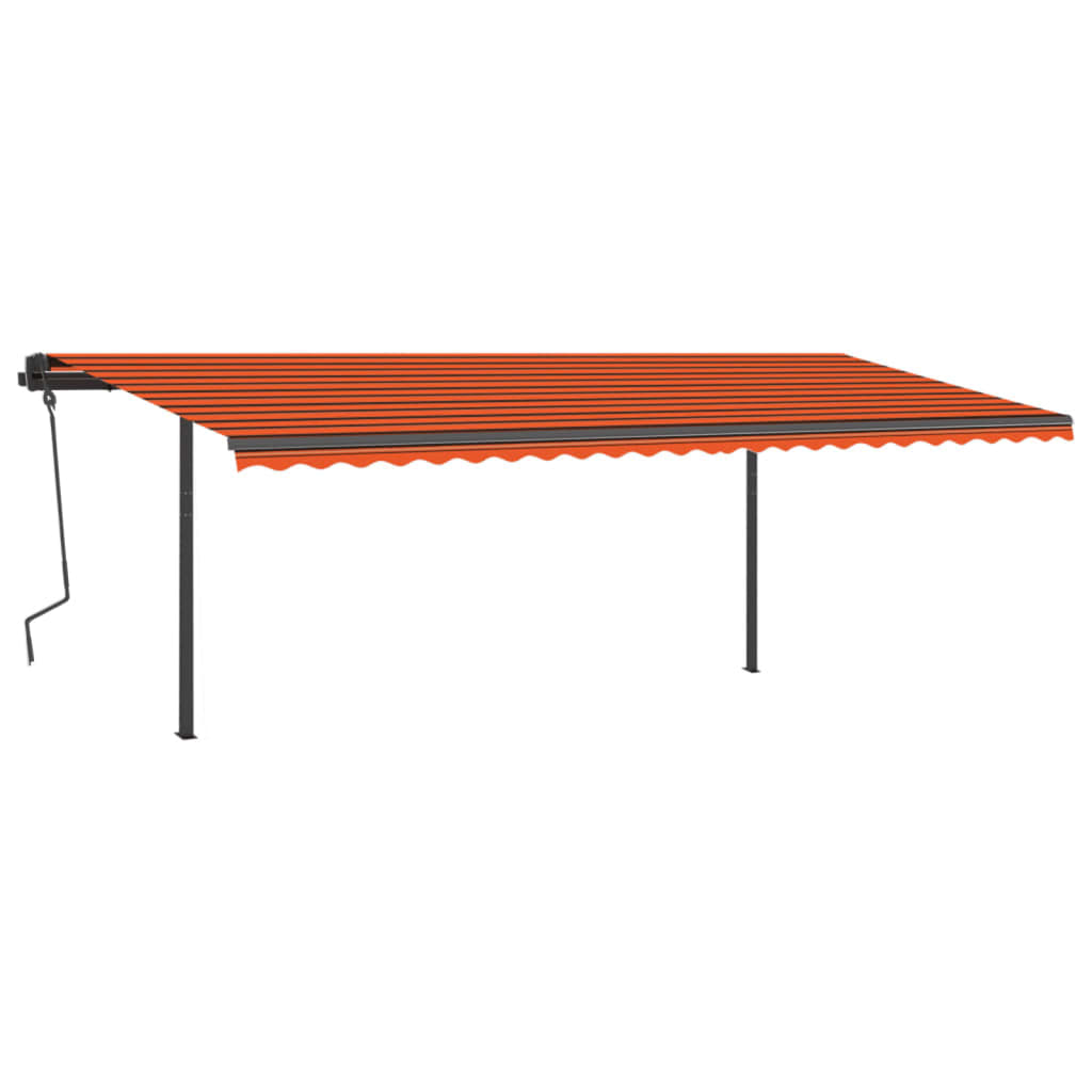 Markise Manuell Einziehbar mit Pfosten 6x3 m Orange Braun