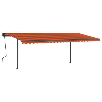 Markise Manuell Einziehbar mit Pfosten 6x3 m Orange Braun