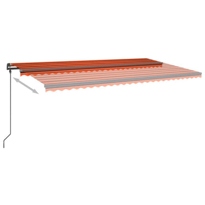 Markise Manuell Einziehbar mit Pfosten 6x3 m Orange Braun