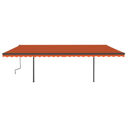 Markise Manuell Einziehbar mit LED 6x3 m Orange und Braun