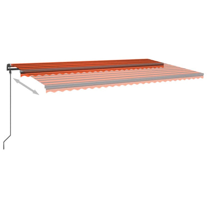 Markise Manuell Einziehbar mit LED 6x3 m Orange und Braun