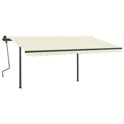 Markise Manuell Einziehbar mit Pfosten 4x3,5 m Creme