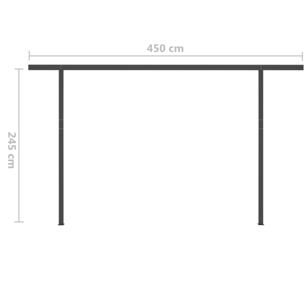 Markise Manuell Einziehbar mit Pfosten 4x3,5 m Creme