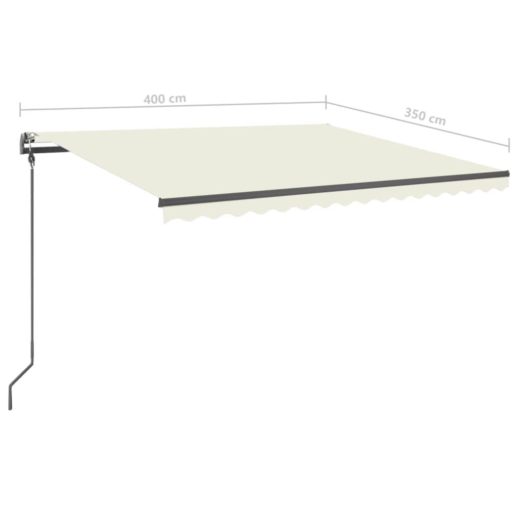 Markise Manuell Einziehbar mit Pfosten 4x3,5 m Creme