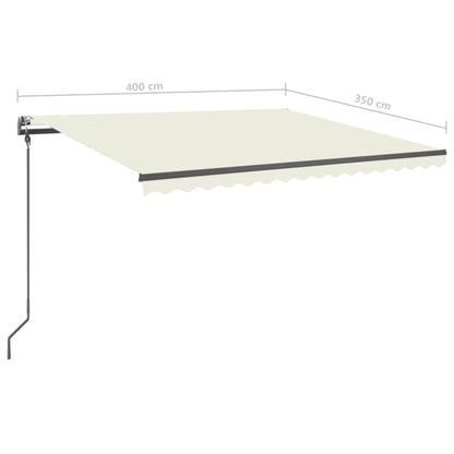 Markise Manuell Einziehbar mit Pfosten 4x3,5 m Creme