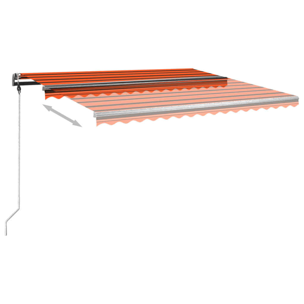 Markise Manuell Einziehbar mit Pfosten 4x3,5 m Orange & Braun