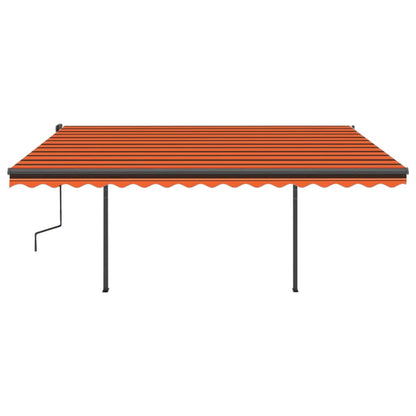 Markise Manuell Einziehbar mit Pfosten 4x3,5 m Orange & Braun