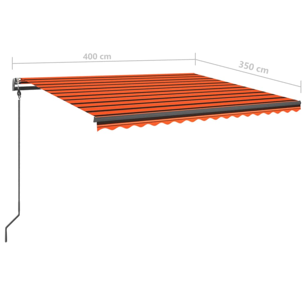 Markise Manuell Einziehbar mit Pfosten 4x3,5 m Orange & Braun