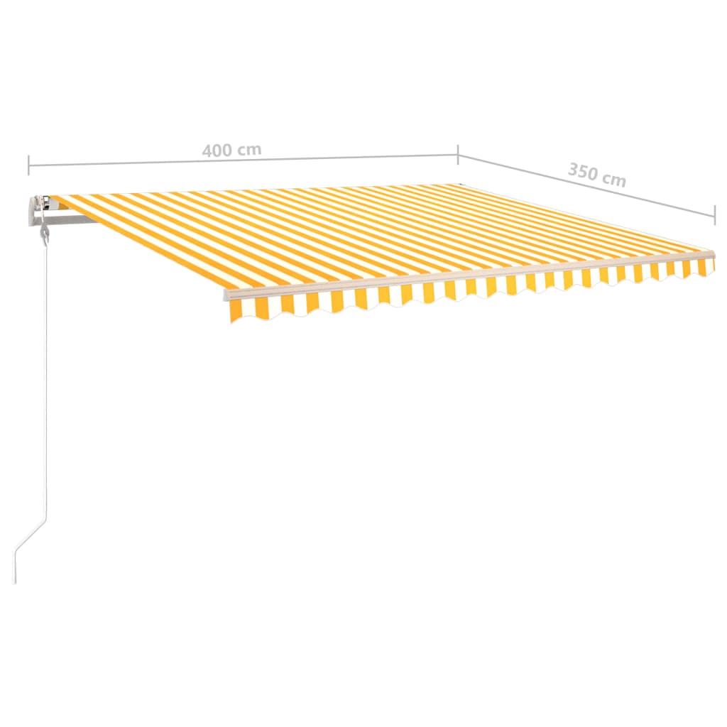 Markise Manuell Einziehbar mit LED 4x3,5 m Gelb und Weiß