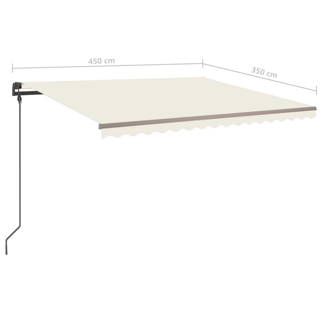 Markise Manuell Einziehbar mit Pfosten 4,5x3,5 m Creme