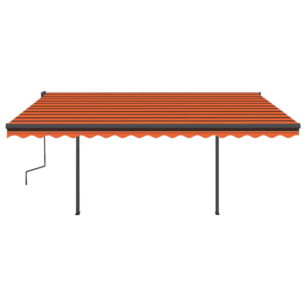 Markise Manuell Einziehbar mit Pfosten 4,5x3,5 m Orange Braun