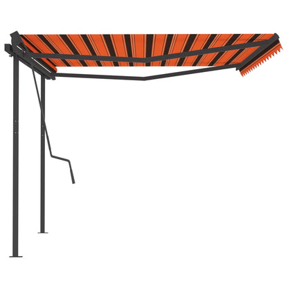 Markise Manuell Einziehbar mit Pfosten 4,5x3,5 m Orange Braun