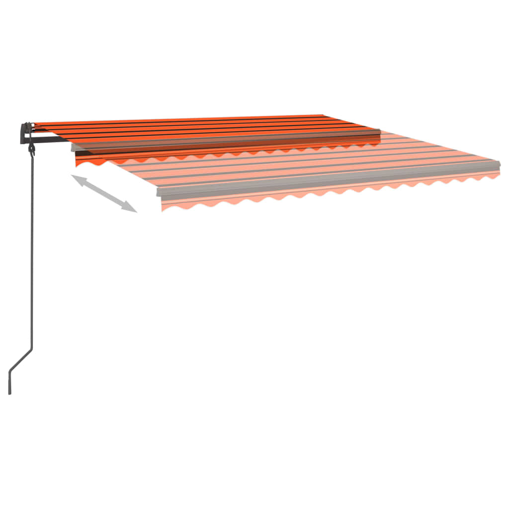 Markise Manuell Einziehbar mit Pfosten 4,5x3,5 m Orange Braun