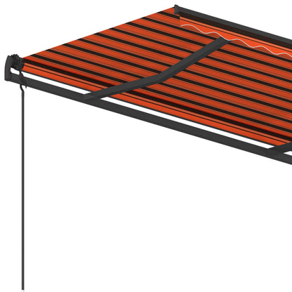 Markise Manuell Einziehbar mit Pfosten 4,5x3,5 m Orange Braun