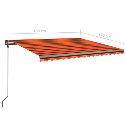 Markise Manuell Einziehbar mit LED 4,5x3,5 m Orange und Braun