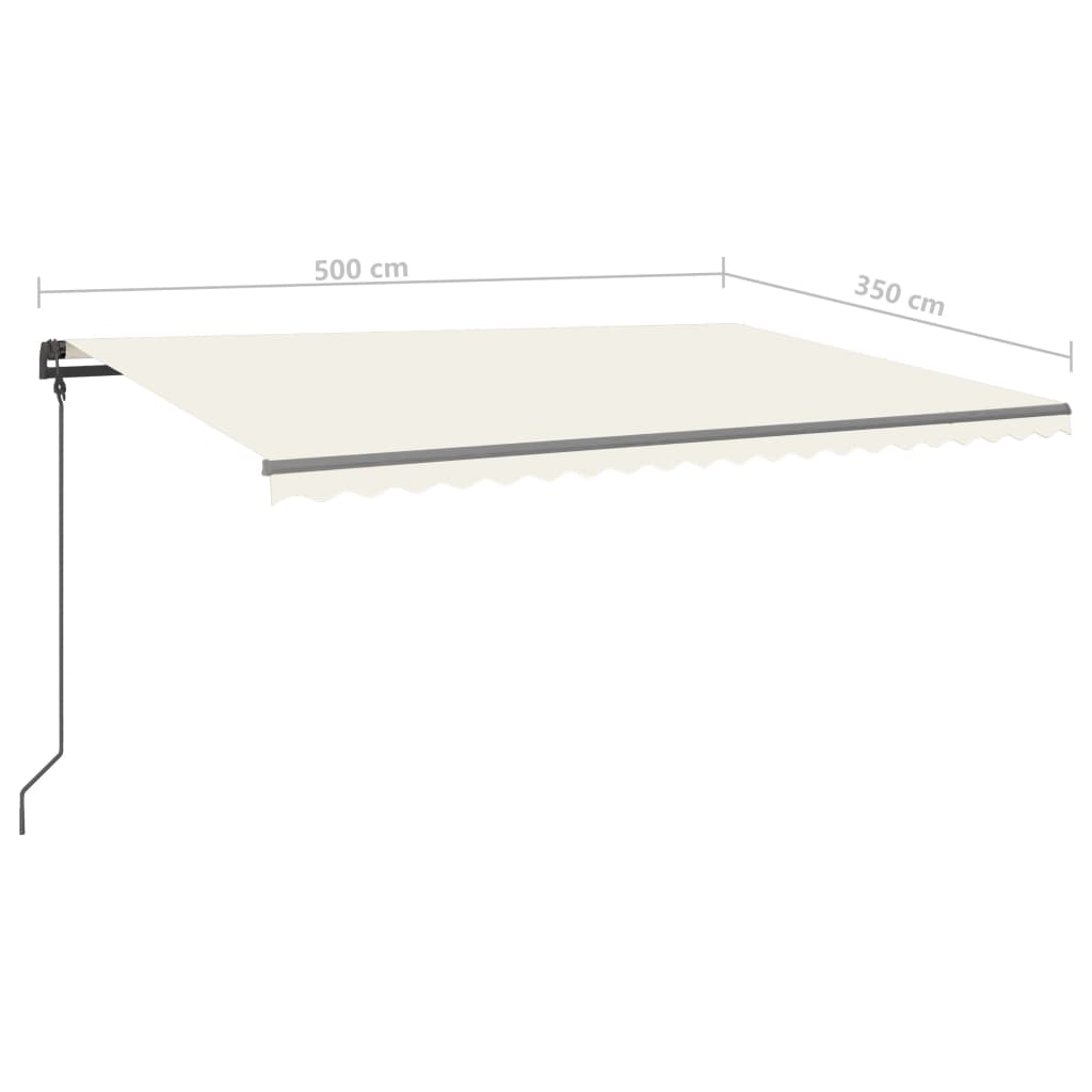 Markise Manuell Einziehbar mit Pfosten 5x3,5 m Creme