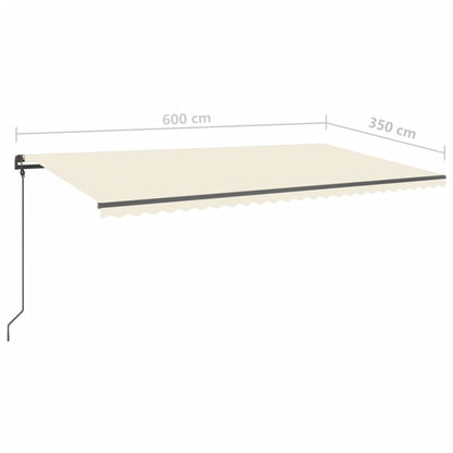 Markise Manuell Einziehbar mit Pfosten 6x3,5 m Creme