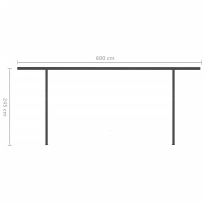 Markise Manuell Einziehbar mit Pfosten 6x3,5 m Anthrazit