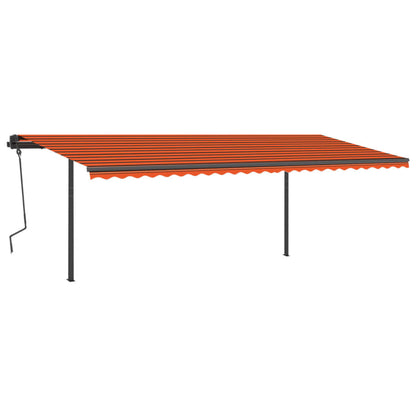 Markise Manuell Einziehbar mit Pfosten 6x3,5 m Orange Braun