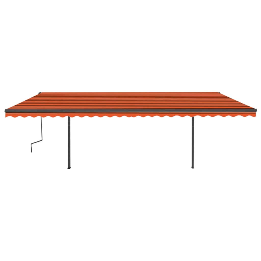 Markise Manuell Einziehbar mit Pfosten 6x3,5 m Orange Braun