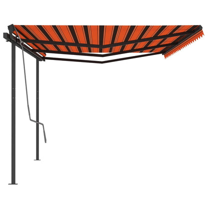 Markise Manuell Einziehbar mit Pfosten 6x3,5 m Orange Braun