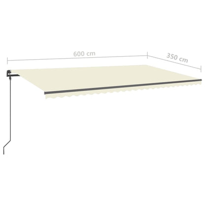 Markise Manuell Einziehbar mit LED 6x3,5 m Creme