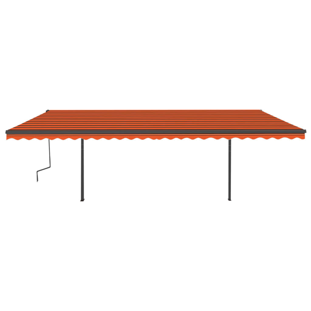 Markise Manuell Einziehbar mit LED 6x3,5 m Orange und Braun