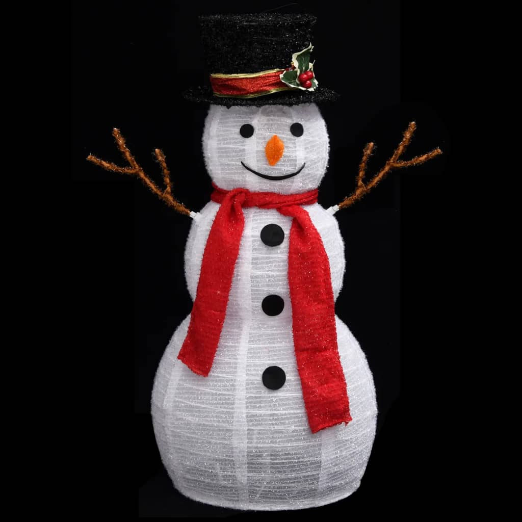 LED-Schneemann Weihnachtsfigur Luxus-Stoff 60 cm