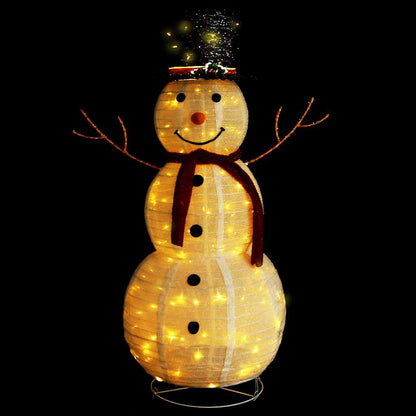 LED-Schneemann Weihnachtsfigur Luxus-Stoff 120 cm