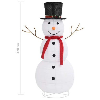 LED-Schneemann Weihnachtsfigur Luxus-Stoff 120 cm