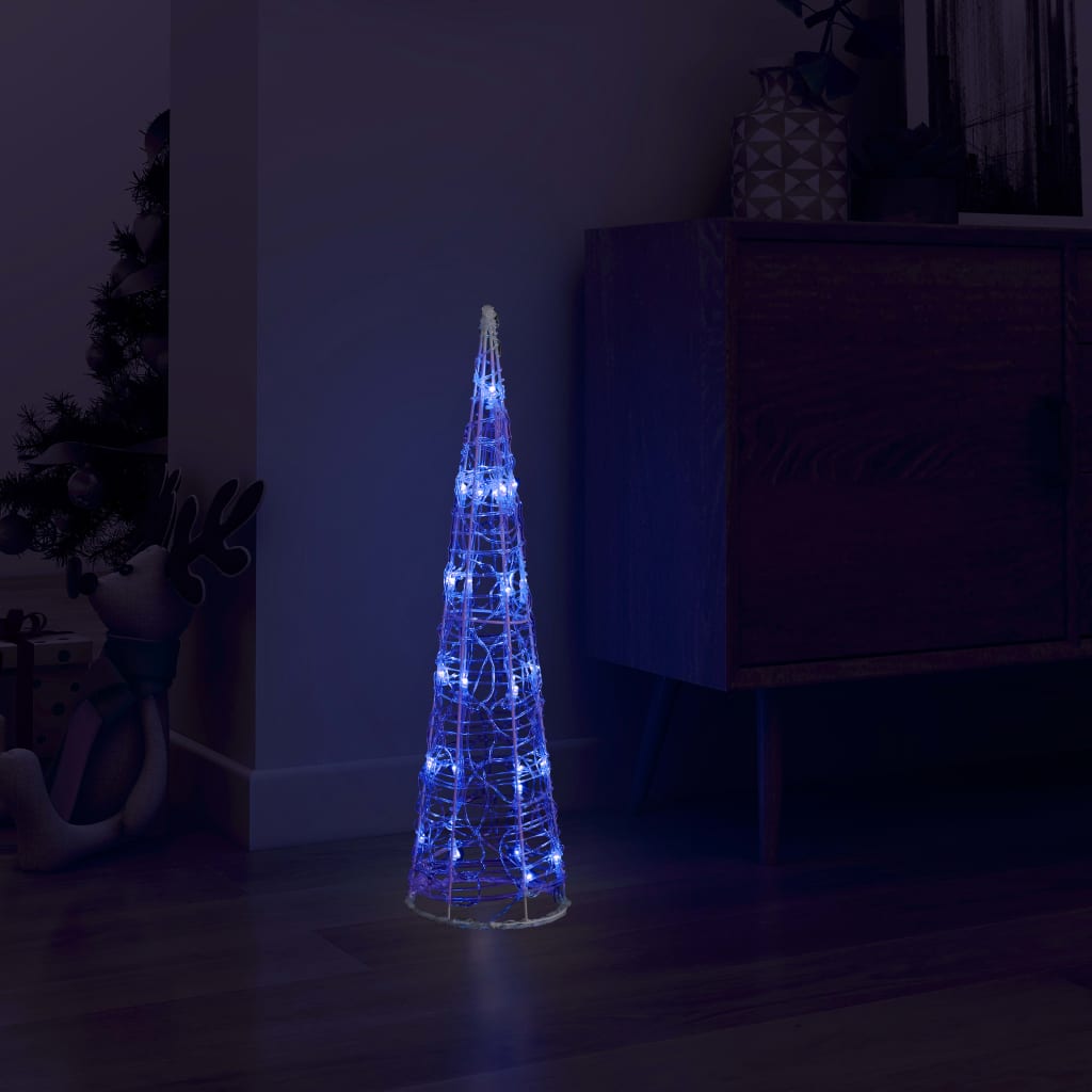 LED-Kegel Acryl Weihnachtsdeko Pyramide Blau 60 cm