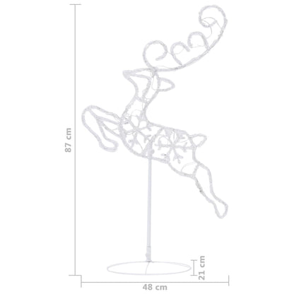 Decorazione natalizia LED renna e slitta in acrilico 260x21x87 cm blu