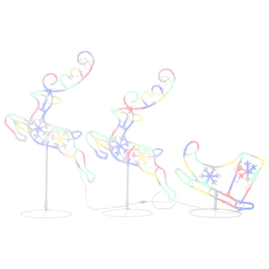 Decorazione natalizia LED renna e slitta in acrilico 260x21x87 cm colorata