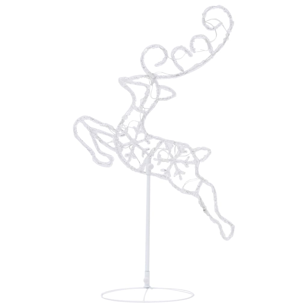 Decorazione natalizia LED renna e slitta in acrilico 260x21x87 cm colorata